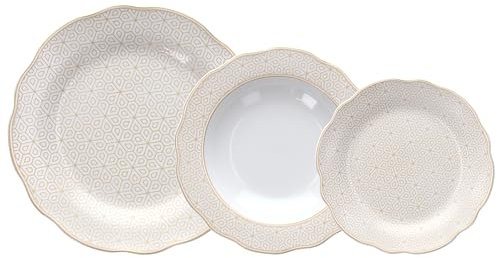 Tognana Diana, Servizio piatti 18 pezzi, porcellana, beige