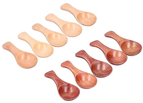 Webrews WoodeSpoon, 10 Stück WoodeScoop Zucker-Salzpulver-Gewürz-Mini-Löffel mit kurzem Griff for KitcheUse-Küchengeschirr