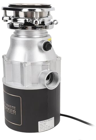 Fockety Tritarifiuti, 50Hz/60Hz 3800r/min Tritarifiuti Alimentari in Acciaio Inossidabile per Lavello Cucina, Tritarifiuti Alimentari Ad Alimentazione Continua con Booster a (Spina