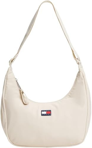 Tommy Jeans Sac à Bandoulière Femme Urban X-Body avec Fermeture Éclair, Ivoire (Newsprint), Taille Unique