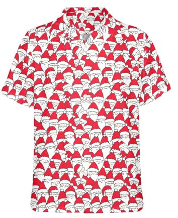 HUGLAZY 80er 90er Jahre Outfit Hawaiihemd für Herren Große und Lange Größen Kurzarm Button-Down-Shirts Lustiges Partyoutfit, XL