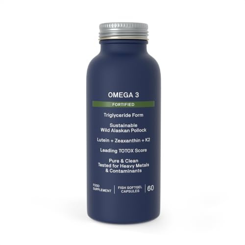 Natroceutics Omega 3 Triglyceride Fish Oil, High Strength 400mg EPA 300mg DHA, Wild Alaskan Pollock, Fortified with Lutein, Zeaxanthin & Vitamin K2, TOTOX Max 5, 60 Softgel Capsules