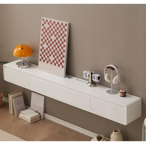Estantes flotantes para TV de pared de 120 a 240 cm con tres cajones, color blanco, consola multimedia moderna para entretenimiento, gran soporte de almacenamiento para TV pa,White-200*24*20cm