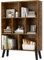 Würfel Bücherregal 3 Etagen Mid-Century Bücherregal mit Beinen, Retro-Holzbücherregale Organizer Aufbewahrungsregal, Freistehende moderne offene Bücherregale für Schlafzimmer, Wohnzimmer, Büro, Braun