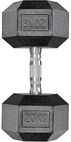 LIFERUN 1x20kg/1x25kg/ 2x10kg/2x20kg/2x25kg Rubber Dumbbell, Hex Dumbbells Coated Cast Iron Weight Sets, with Knurled Handles Anti-Rolling for Home Gym, Men and Women Strength Training, Weight Lifting