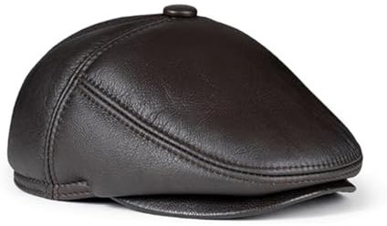 Zerimar Herren Ledermütze Peaky Blinders Style Beret Gatsby Cap Braun Farbe Größe XXL