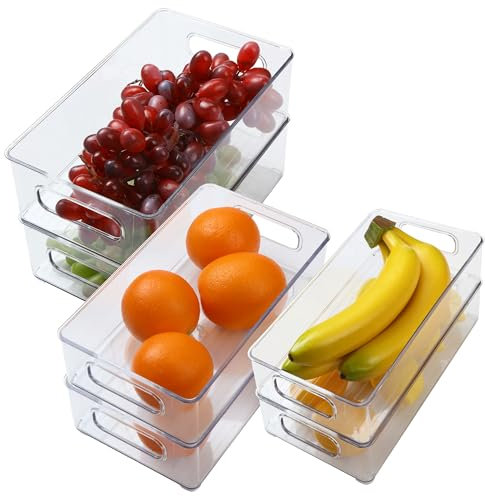 Lot de 6 Bacs de Rangement Garde-Manger (3 Tailles),Organiseur Frigo Cusine Rangement Frigo,Convient pour Cuisine, Tiroir, Congélateur, Salle de Bain, Garde-manger (6)