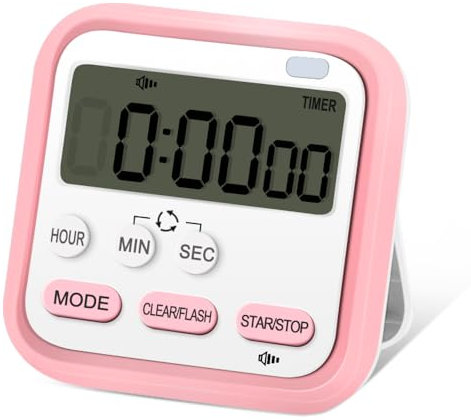 Minuteur de cuisine, minuteur visuel numérique 24 heures, horloge magnétique, chronomètre, compte à rebours avec grand écran LCD, grand écran LCD, alarme forte pour cuisine, douche, salle de bain