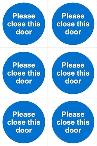 Please close this door sign - 100x100mm, pack of 6 stickers on A4 sheet