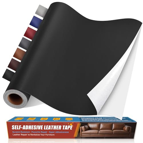 Patch de Réparation en Cuir Noir lisse, 40x100cm Auto-adhésif Simili Cuir Autocollant, cuir Autocollant pour Réparation Canapé, Siège Auto, Sac, Veste