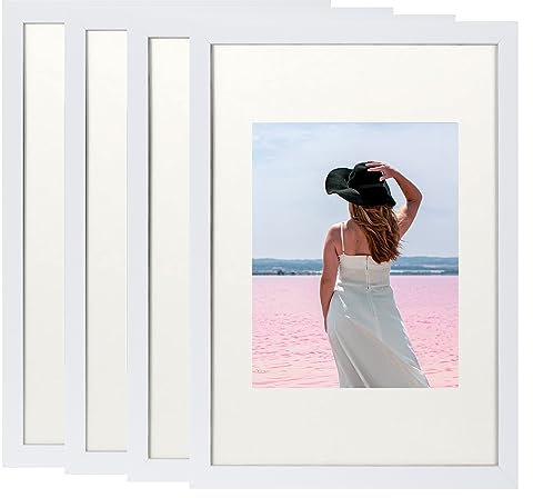Generisch 4er Set Bilderrahmen 18x24 Weiß, Holzrahmen Rahmen mit Bruchsicherem Glas, Puzzle Wandrahmen, Moderner Fotorahmen für Collage, Puzzles & Poster, Holzfarbe