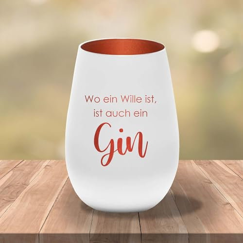 Kiwistar UG Gin vetro con incisione personalizzata, colore bianco bronzo, idea regalo per compleanno, matrimonio, anniversario, bicchiere con scritta