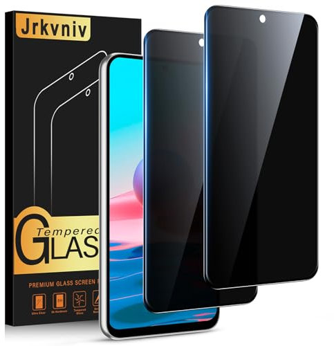 Jrkvniv Protector Pantalla de Privacidad para Xiaomi Redmi Note 10/10S 4G Cristal Templado Antiespia Protectora Vidrio Película Dureza 9H Antiarañazos Sin Burbujas Privacy Screen Protection,2 Piezas