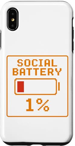 SOCIAL BATTERY 1% X AKKU LEER BATTERIE - LOW BATTERY ENERGY Hülle für iPhone XS Max