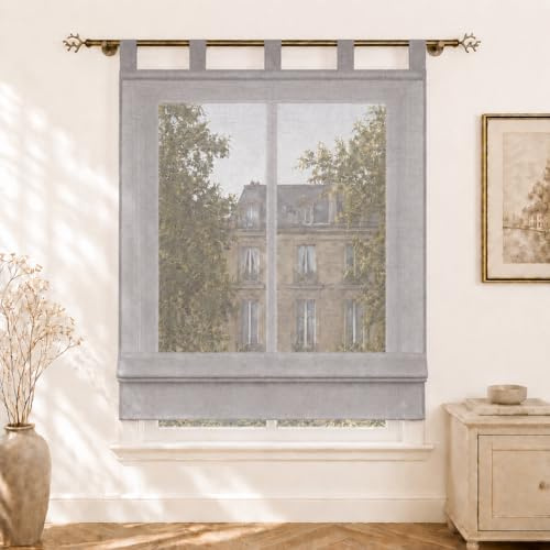 Yujiao Mao Store Römisches Rollo Lichtfilternd Verdunkelnd mit Schlaufen, Moderne Dekoration für Wohnzimmer und Küche Grau BxH 140x140cm