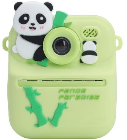 Lazmin112 Sofortbildkamera, Hd-Doppellinse, 48 Mp, 16-Facher Digitalzoom, 1080p-Selfie-Sofortbildkamera, Dreifaches Schutzdesign, Mit Druckpapier, Sticker-Filtern, Spiel, Musik (grüner Panda)