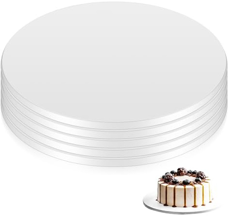 5 StückCake Boards Cake Base, Tortenplatte Pappe, Tortenunterlage Rund 30 cm x 12 mm, Wiederverwendbare Cakeboard Rund 30 cm Cake Drums für Transport 8-11 Inch Kuchenplatte Torten Desserts