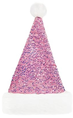Xuancai Weihnachtsmütze mit Pailletten, weiße Krempe, für Festival, Party, Neujahr, Kopfbedeckung, Weihnachtsmann-Kostüm, Zubehör, Geschenkkappen
