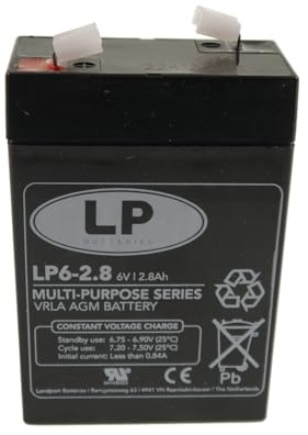 LP Batteries LP6-2.8 6V 2.8Ah Sealed Lead Acid Battery – AGM VRLA Rechargeable, Maintenance Free Backup for Intrusion Alarms (T1 Terminals)