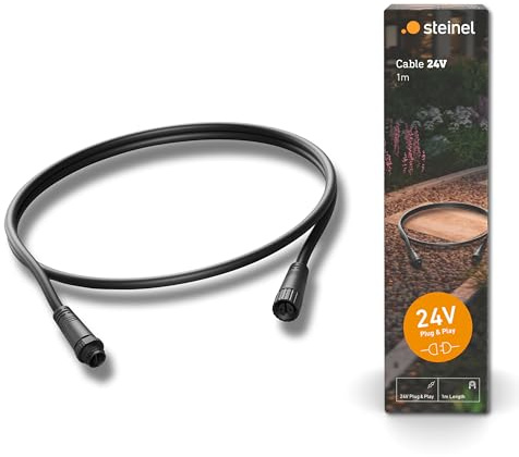 Steinel Verlängerungskabel 1 m für 24V Garten-Lichtsystem, Niedervolt Kabel, Wetterfest IP67, Plug & Play, 24V-Garten Zubehör, Schwarz