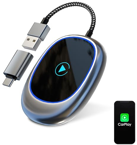 SwiftLink Pro 2025 Adaptador Inalámbrico Android Auto/CarPlay 2 en 1 【Convierte CarPlay con Cable a inalámbrico】 conexión instantánea Bluetooth y Wi-Fi Compatible con iPhone (iOS 10+) y Android 11+