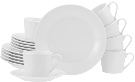 Kaffeeservice - für 6 Personen - Weiß - Porzellan - 18-teilig