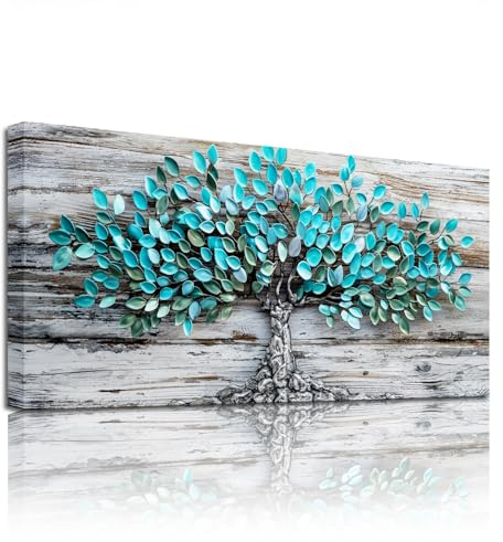 SERIMINO Tableau Decoration Murale Arbre de Vie Moderne Grande 50x100 cm | Motif Arbre Vert, Impression HD, Cadre Bois, Installation Simple, Multi Espaces, Cadeau, Grand Format