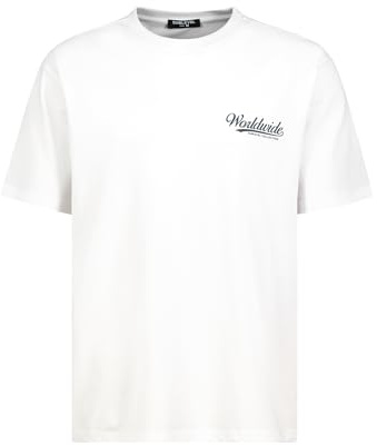 Sublevel Herren T-Shirt Kurzarm mit Worldwide-Print, Rundhals-Ausschnitt, Regular Fit, Baumwoll-Mix White XXL