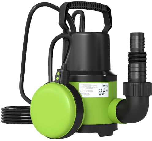 Outsunny Tauchpumpe Schmutzwasserpumpe 400W Grün 16 x 14 x 27 cm | Schwimmerschalter, Schmutzwassertauchpumpe, Förderhöhe Max 5 m, Eintauchtiefe Max 7 m, 9000L/h