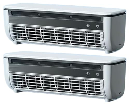Bemonew 2PCS Air Conditioner Fan, Wall Air Conditioner – Drill-free Dual-use Cooling Mist Fan, 30s Fast Cool, 6000mah Battery, White