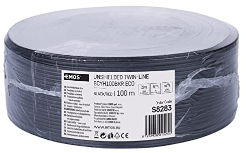 EMOS S8283 Dos Cables sin blindaje (2 x 1 mm), Color Negro y Rojo, 2 x 1,00 mm2, Set de 100 Piezas
