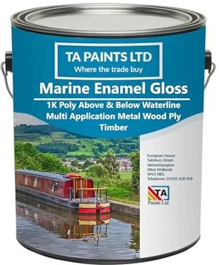 T A Paints Ltd Marine Boat & Barge Paint Multi Purpose Marine Gloss Paint Wood Metal Above Below Waterline Cruisers Canal Barge Narrow Boats (1 Litre, Black)