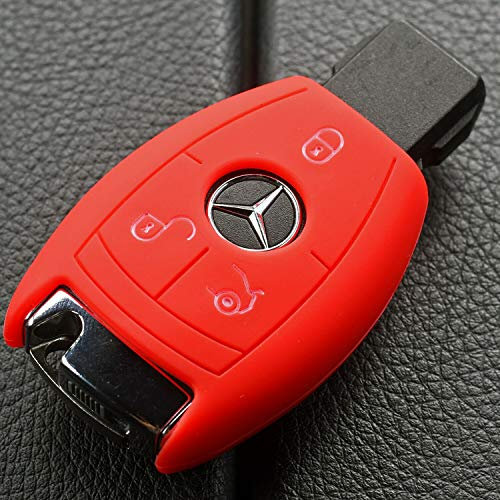 Soft Case Schutz Hülle Auto Schlüssel für Mercedes Benz Smartkey E-Klasse W212 S212 C207 A207 CLS CLA 117 B-Klasse W242 W246 A-Klasse W176 S-Klasse W221 W222 V-Klasse W447 / Farbe: Rot