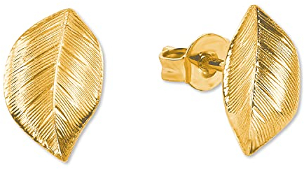 Amor Ohrstecker Damen Ohrschmuck, 1,1 cm, Gold, Blatt, Kommt in Schmuck Geschenk Box, 2013383