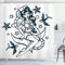 ABAKUHAUS Anker Duschvorhang, Pin-up-Girl Matrosenanzug, Stoffliches Gewebe Badezimmerdekorationsset mit Haken, 175 x 200 cm, Teal und Weiß