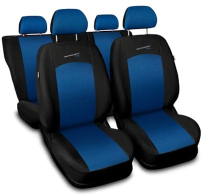 Saferide 3er Set Autositzbezüge PKW universal | Auto Sitzbezüge Polyester Blau für Airbag geeignet | für Vordersitze und Rückbank | 1+1 Autositze vorne und 1 Sitzbank hinten teilbar 2 Reißverschlüsse