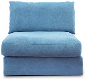 CAVADORE Sofa-Modul Fiona Sitzelement mit Rücken / XXL- Sessel mit Rückenlehne / 94 x 90 x 112 / Webstoff hellblau
