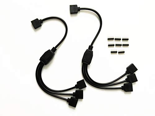 HUABLUE 2pcs/Pack schwarz 5Pin LED Splitter Kabel Y Splitter Verteiler Kabel LED Stripe Verbinder für 1 zu 3 SMD 5050 3528 RGBW LED Streifen (30cm)