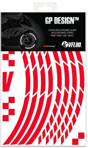 VFLUO - Kit Reflektierende Felgenrandaufkleber GP Motorrad, Aufkleber für 1 Rad 3M™-Technologie™, 360°-Kreis - Hohe Sichtbarkeit von der Seite – Diskret und Design – Einfache Installation