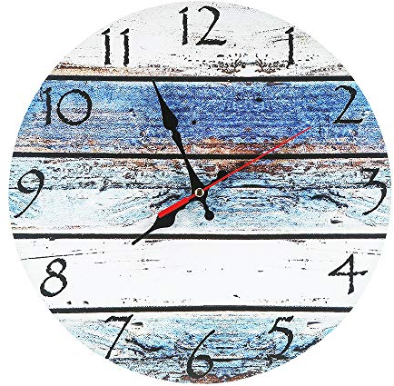 LOHAS Home 30cm Orologio da parete retrò Vintage Decor Silent Non Ticking Orologi al quarzo (Riva del mare)