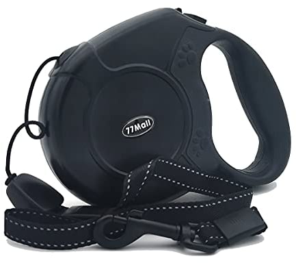 Retractable Dog Leads 26ft Pet Adjustable Leash for Small Medium Large Dogs Up to 49.8Kg (Black)