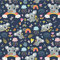 100x160cm Koala 100% Baumwolle Baumwollstoff Kinder Meterware Handwerken Nähen Stoff (Hase Mond Herz Weiß) (Koala Regenbogen Dunkelblau, 100x160cm (11,99€/m))