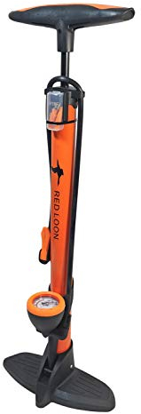 Fahrradpumpe Standpumpe - orange - Luftpumpe Fahrrad - Fußpumpe mit Manometer - Metall Fahrradpumpe - 11 bar - Standpumpe - Auto- Dunlop Sclaverantventil - Radkoo