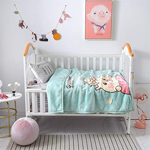 Fansu Doppelte Verdickung Babydecke/Kinderdecke Babys Flanell Kuschlige Sehr Weiche Decke für Babybett/Kinderwagen Neugeborenes Geschenk (100x130cm,Schweinegrün)