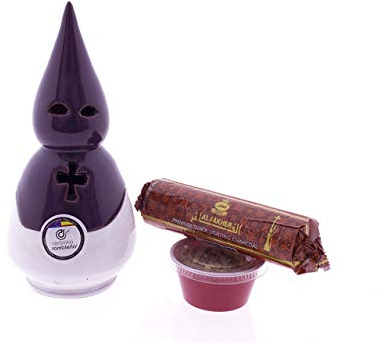 CERÁMICA RAMBLEÑA | Incensario nazareno Blanco-Morado | Incensarios religiosos | Incensarios de Barro | Incensarios Originales | Incensario Semana Santa | 9x9x19 cm | Accesorios INCLUIDOS