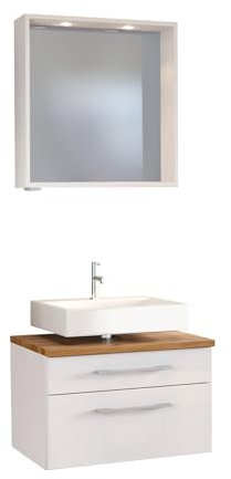 Waschbeckenunterschrank & Spiegel, 60 cm, Weiß
