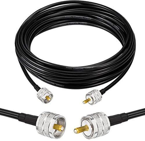 Superbat Cable UHF PL259 de CB 7.6m Cable RG8X UHF Macho a Macho de Radio Digital 50ohm Cable Coaxial de Baja Pérdida para Radio CB Radioaficionados Analizador de Antena Medidor de SWR etc.