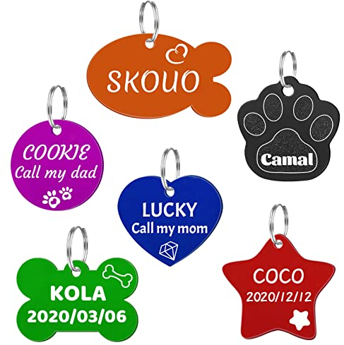 CAMAL Hundemarke mit Gravur, Plakette für Hund und Katze, Hundemarke Personalisiert, Erhältlich in Runden, Stern, Fisch, Herz, Knochen, Pfote Formen, 9 Farben (Herz)