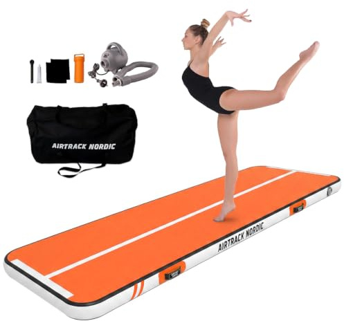 AirTrack Nordic Home Special Edition Air Track Matte 3m/4m/5m/6m/7m/8m mit Luftpumpe, Turnmatte Aufblasbar für Gymnastik, Yoga, Langlebig & Einfach zu Transportiere Air Tracking Gymnastikmatte Zuhause