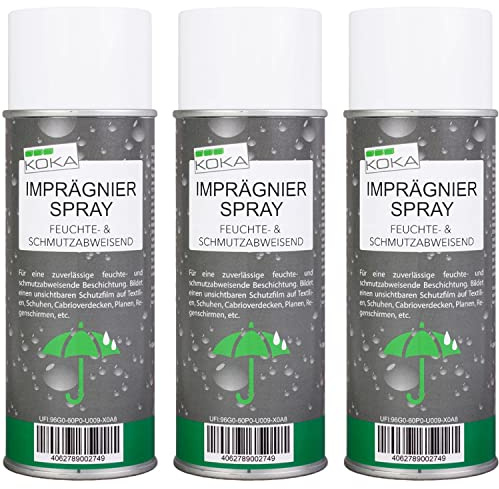 KOKA Impregneringsspray färglös impregnering cabriolet skydd textilier skor tält (3 x 400 ml)
